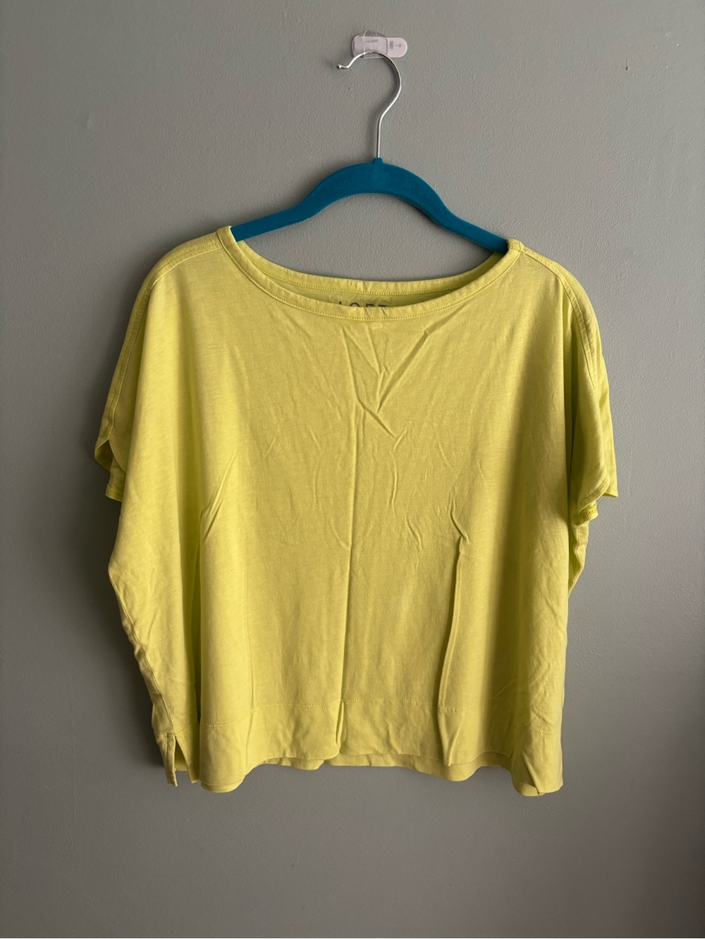LOFT Chartreuse Lime Green Dolman Sleeve Boatneck Tee - Size Medium